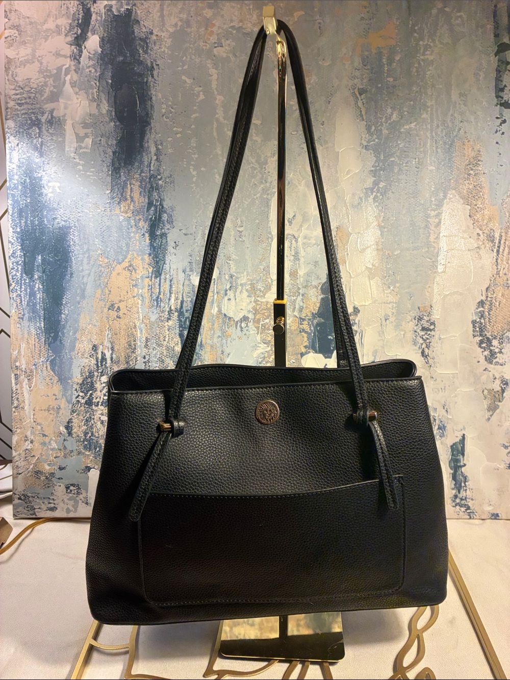 Genuine Anne Klein Leather Tote Bag with Minimalist 90s Classic Women's Shoulder